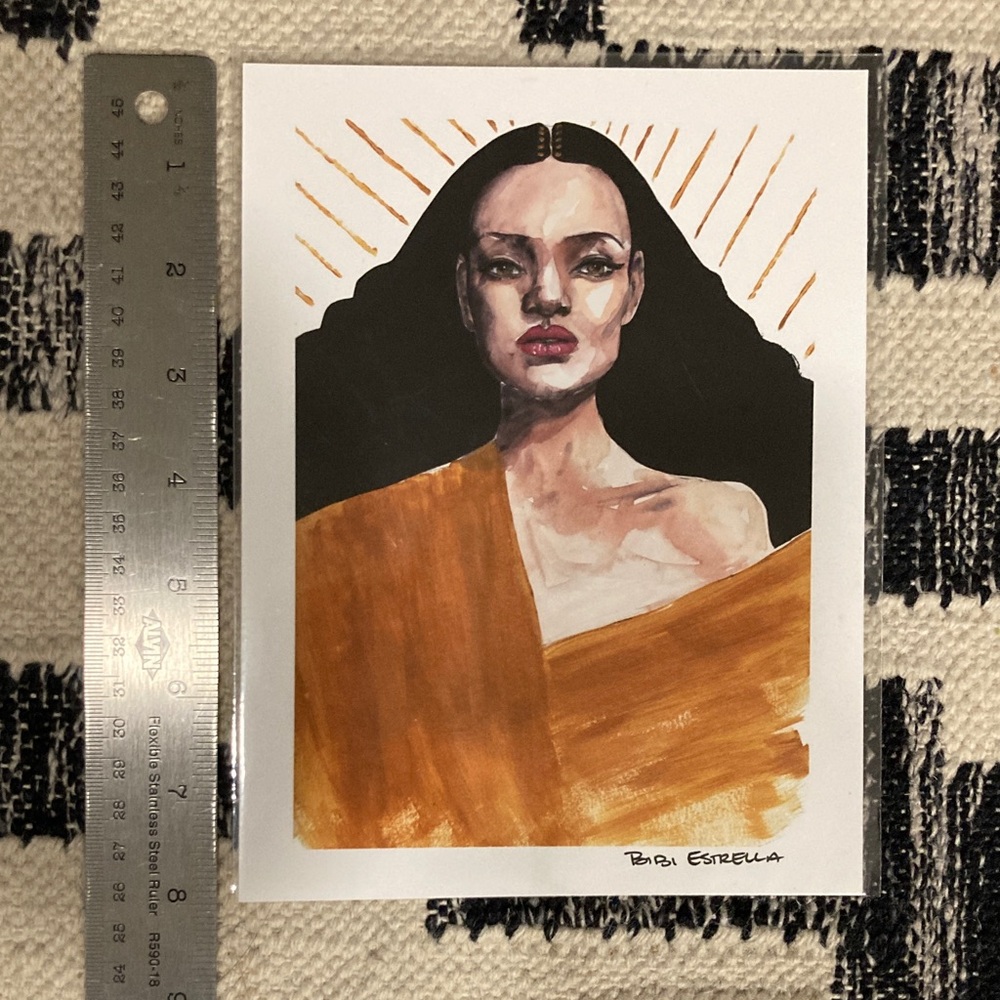 Portrait Art Print with Gold and Black Tones